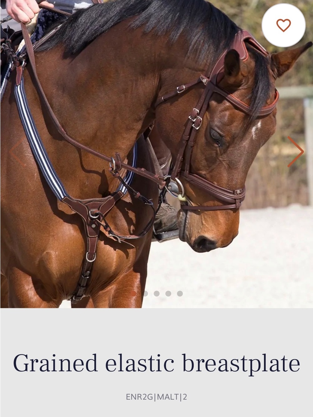 Malt Brown Grained Elastic Breastplate for Horses